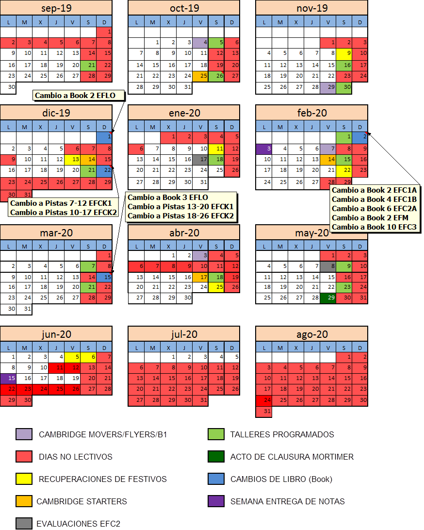 Calendario Mortimer 2019 2020